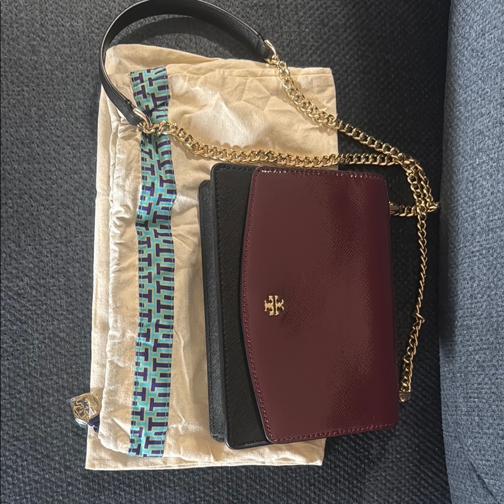 Tory Burch Red and Black Crossbody Bag with Elegant Design